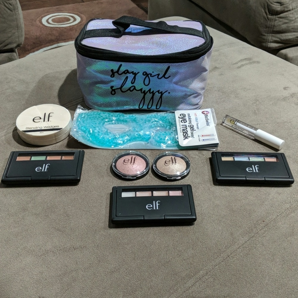Make-up bag + e.l.f bundle+ eye mask